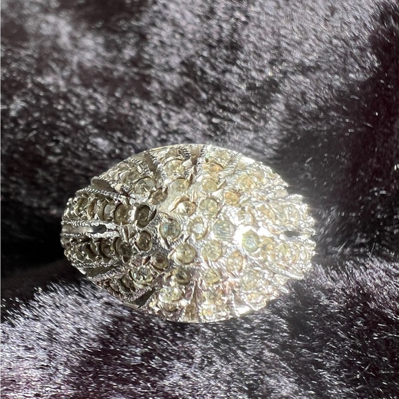 CLEAR RHINESTONE DECO STYLE DOME RING - Picture 4 of 6
